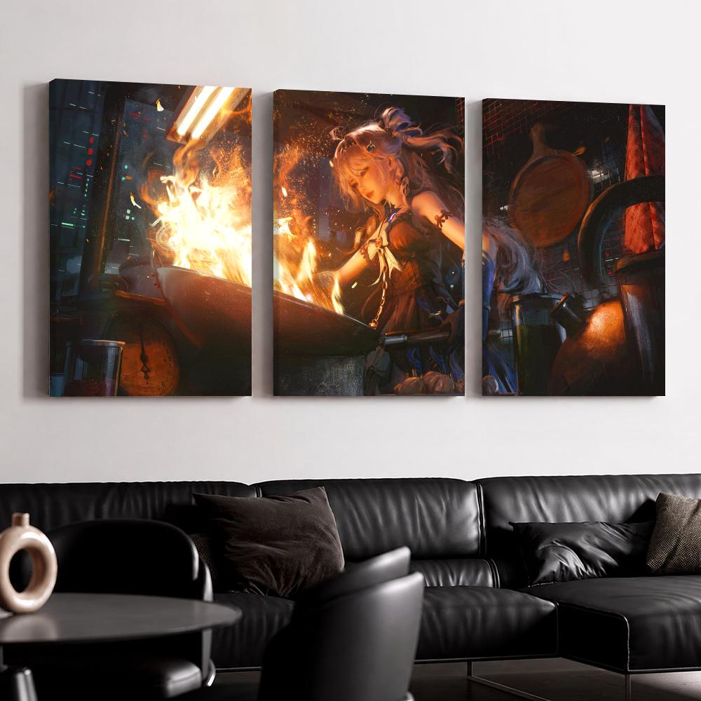 Anime Poster Print - Tableau mural encadré sur toile, motif