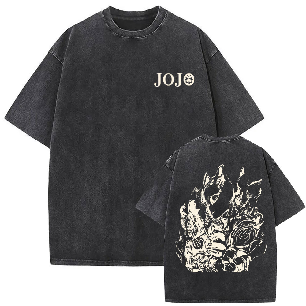Jojo Anime Merchandise - T-shirt Vintage Lavé Anime Jojo Bizarre
