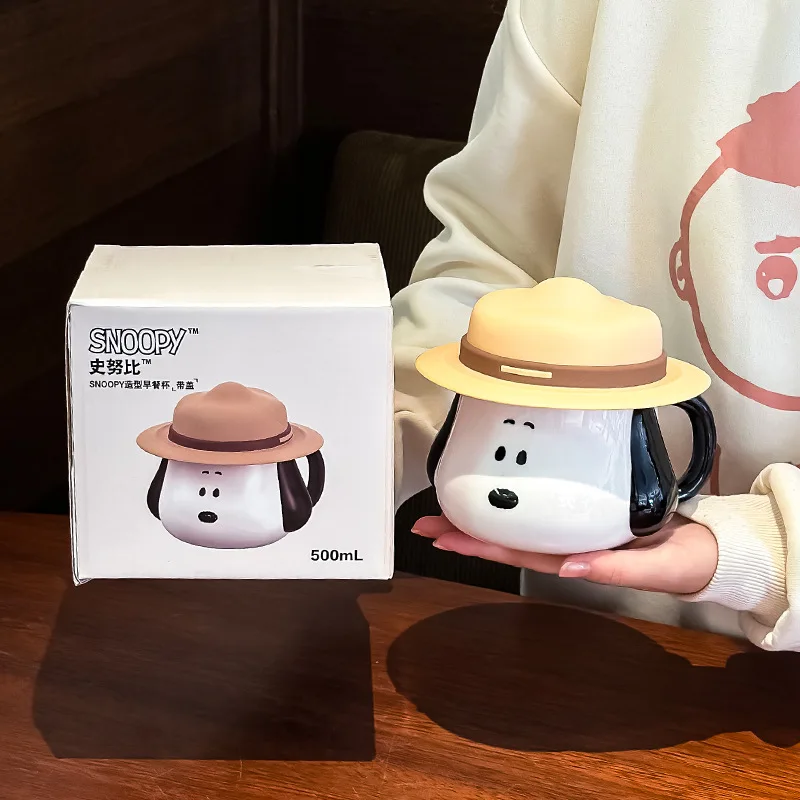 Anime Merchandise Ideas - Mug en céramique Snoopy avec couvercle