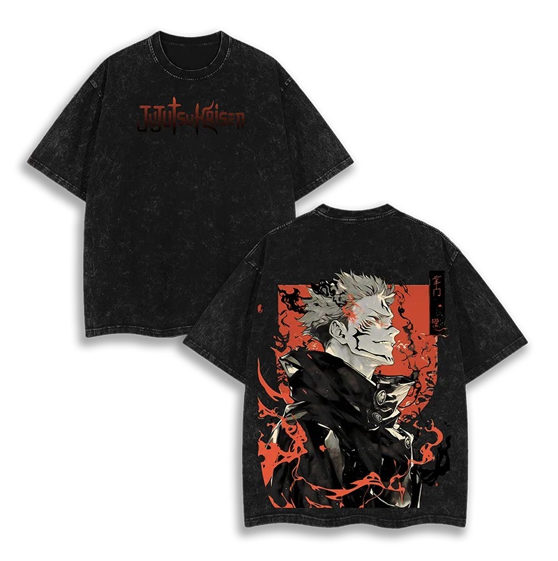 T-shirt délavé imprimé à motif - Anime Themed Merchandise avis et prix
